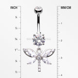 Shimmering Butterfly Sparkle Cubic Zirconia Belly Button Ring-Clear Gem
