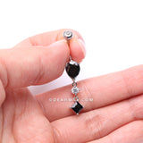 Enchant Sparkle Teardrop Princess Dangle Belly Button Ring-Black/Clear