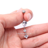 Enchant Sparkle Teardrop Princess Dangle Belly Button Ring-Clear Gem