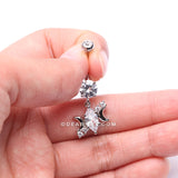 Moon Goddess Marquise Sparkle Belly Button Ring-Clear Gem