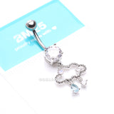 Adorable Cloud Rainy Sparkles Belly Button Ring-Clear/Pink/Aqua