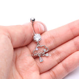 Adorable Cloud Rainy Sparkles Belly Button Ring-Clear/Pink/Aqua