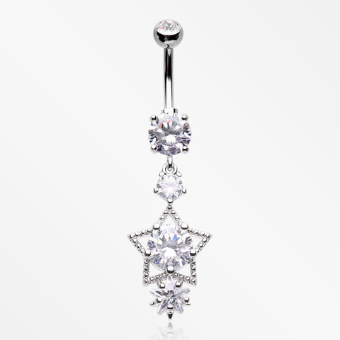 Star Sparkle Shine Belly Button Ring-Clear Gem