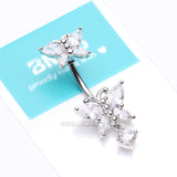 Glistening Butterfly Sparkle Duo Dangle Belly Button Ring-Clear Gem