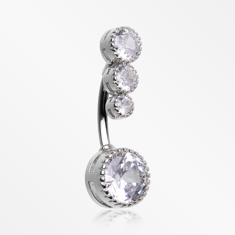 Brilliant Sparkle Cascading Dew Drop Top Belly Button Ring-Clear Gem