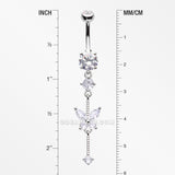 Detail View 1 of Marquise Butterfly Gem Sparkle Dangle Elegance Belly Button Ring-Clear Gem