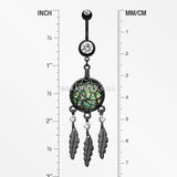 Blackline Opal Dreamcatcher Feather Belly Button Ring-Clear/Black