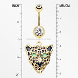Golden Black Onyx Panther Belly Button Ring-Clear