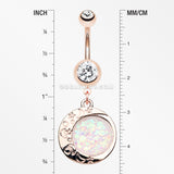 Rose Gold Opal Eclipse Moonshine Belly Button Ring-Clear/White