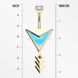Golden Arrow Chic Iridescent Belly Button Ring-Rainbow/Multi-Color