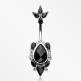 Victorian Onyx Sparkle Belly Button Ring-Clear/Black