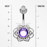 Antique Meadow Flower Belly Button Ring-Clear/Purple