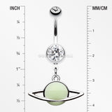 Glow in the Dark Planet Belly Button Ring-Clear/Green
