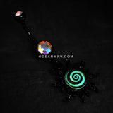 Blackline Glow Hypnotic Swirl Sun Belly Button Ring-Black/Aurora Borealis