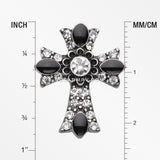 Antique Enchanted Sparkle Cross Reverse Belly Button Ring-Clear