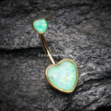 Golden Opalescent Sparkle Heart Belly Button Ring-Mint Green