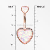 Rose Gold Opalescent Sparkle Heart Belly Button Ring-White