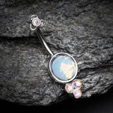 Victorian Opalite Sparkle Belly Button Ring-Aurora Borealis/White