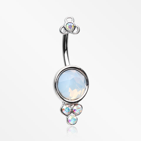 Victorian Opalite Sparkle Belly Button Ring-Aurora Borealis/White