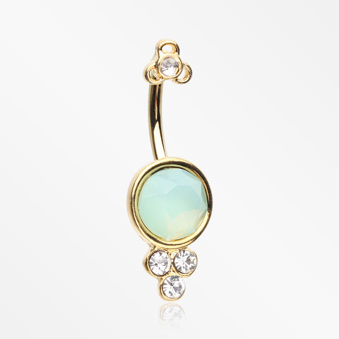 Golden Victorian Opalite Sparkle Belly Button Ring-Clear/Pacific Opal