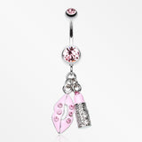 Glamourous Lip and Lipstick Belly Ring-Light Pink