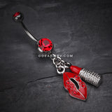 Glamourous Lip and Lipstick Belly Ring-Red