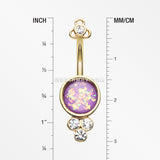 Golden Victorian Opalescent Sparkle Belly Button Ring-Clear/Purple