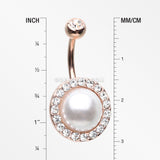 Rose Gold Pearlescent Sparkle Elegance Belly Button Ring-Clear