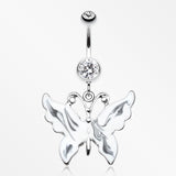 Marble Butterfly Belly Button Ring-Clear