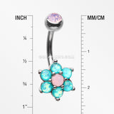 Opalescent Spring Flower Sparkle Belly Button Ring-Rose Water Opal/Teal