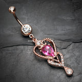 Rose Gold Heart Preciosa Sparkle Belly Button Ring-Clear/Pink