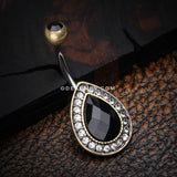 Vintage Rustica Onyx Sparkle Teardrop Belly Button Ring-Brass/Black/Clear