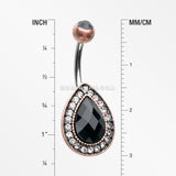 Vintage Rustica Onyx Sparkle Teardrop Belly Button Ring-Copper/Black/Clear