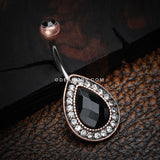 Vintage Rustica Onyx Sparkle Teardrop Belly Button Ring-Copper/Black/Clear