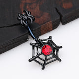 Black Widow Spider Web Belly Button Ring-Black/Red