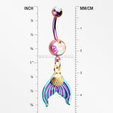 Colorline Mystic Mermaid Sparkle Belly Button Ring-Purple/Aurora Borealis