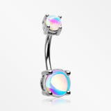 Iridescent Revo Sparkle Prong Set Belly Button Ring