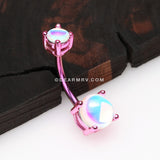 Colorline Iridescent Revo Sparkle Prong Set Belly Button Ring-Pink