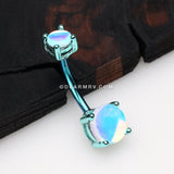 Colorline Iridescent Revo Sparkle Prong Set Belly Button Ring-Teal