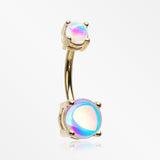 Golden Iridescent Revo Sparkle Prong Set Belly Button Ring