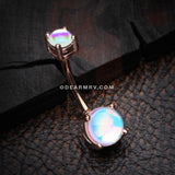 Rose Gold Iridescent Revo Sparkle Prong Set Belly Button Ring