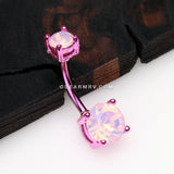Colorline Brilliant Opalite Gem Prong Set Belly Button Ring-Pink/Rose Water Opal