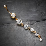 Golden Crystalline Droplets Fall Belly Button Ring-Clear