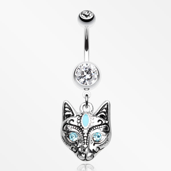 Mystique Kitty Cat Sparkle Belly Button Ring-Clear