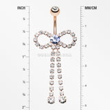 Rose Gold Radiant Sparkles Bow-Tie Belly Button Ring-Clear/Tanzanite