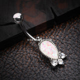 Victorian Adorn Opalescent Sparkle Belly Button Ring-White/Clear