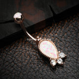 Rose Gold Victorian Adorn Opalescent Sparkle Belly Button Ring-White/Clear