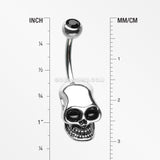 Apocalyptic Skull Head Belly Button Ring-Black