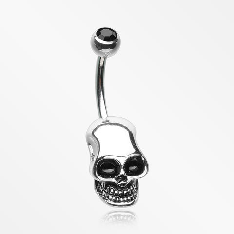 Apocalyptic Skull Head Belly Button Ring-Black