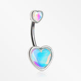 Iridescent Revo Sparkle Two Hearts Belly Button Ring